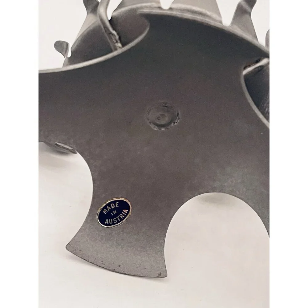 Pewter Maple Leaf Hurricane Pillar Candle Holder 7.25” Smoky Gray Lantern
